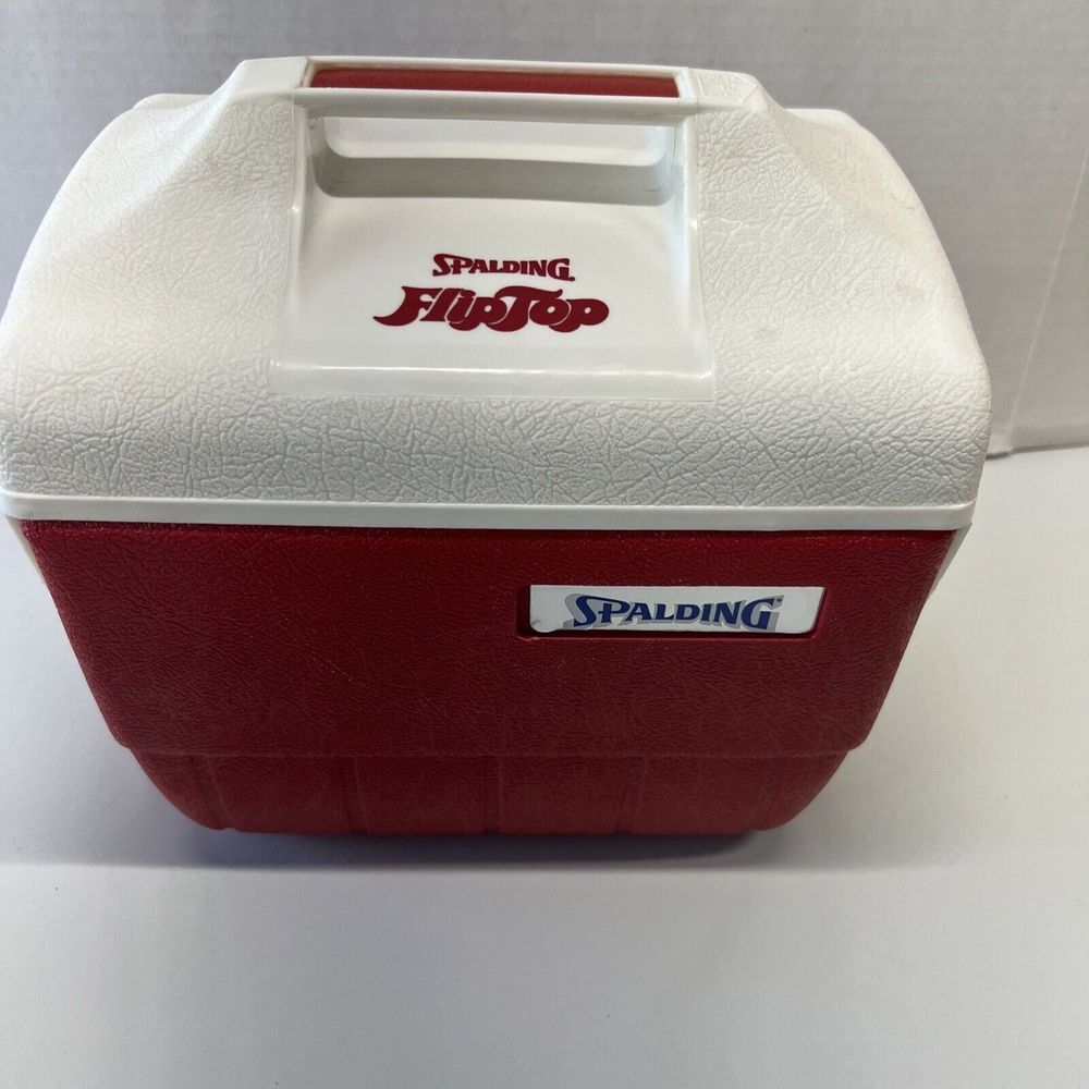 Vintage Spalding Flip Top‎ Red Cooler White Top Camping Sporting Fishing